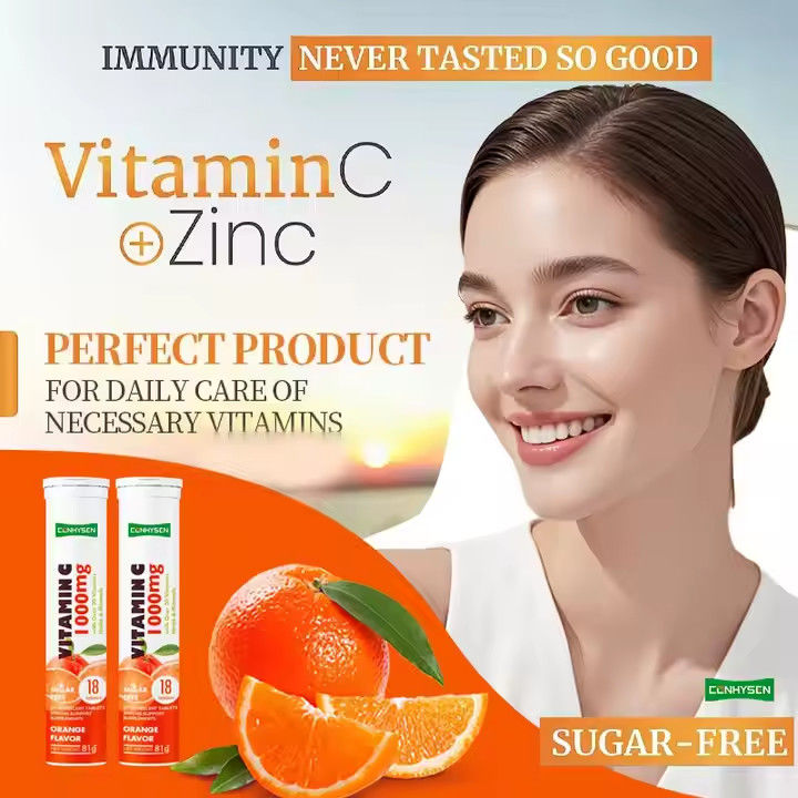 OEM ODM Comprimidos de vitamina C efervescente 1000mg Más de 20 vitaminas hierbas minerales apoyo inmunológico