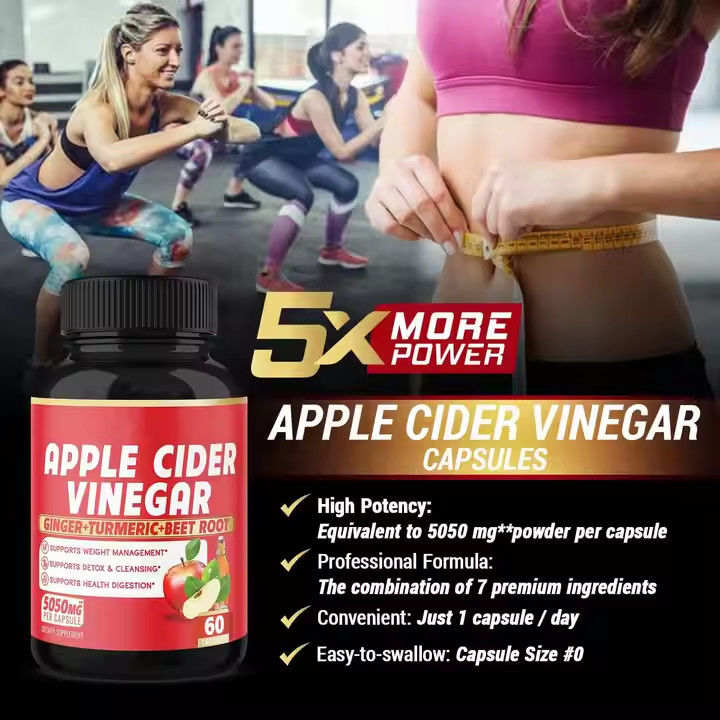 Etiqueta privada Capsulas de vinagre de sidra de manzana fábrica para el control del peso quemar grasa