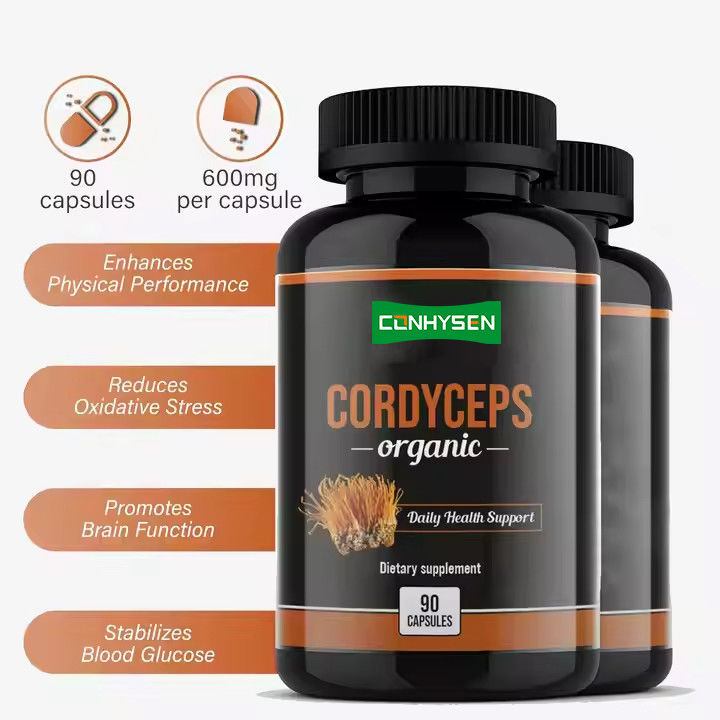 OEM ODM Cápsulas de Cordyceps orgánicas Promueve la función cerebral Cápsulas de suplemento de hierbas