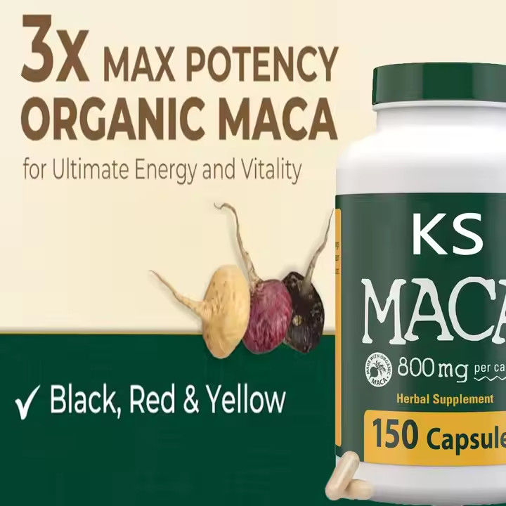 Capsulas de raíz de maca energía apoyo inmunológico hombre energía orgánica píldoras de mejora masculina