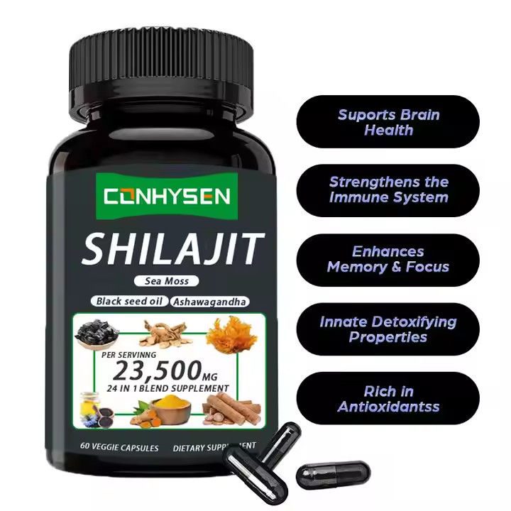 OEM Himalaya Shilajit cápsulas de ácido fulvíco minerales de mar musgo ácido natural mezcla mejora la energía