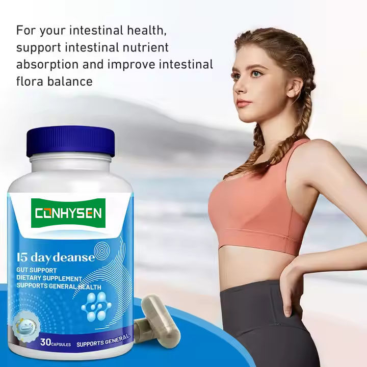 Marca privada 15 días cápsulas de limpieza intestinal para la salud digestiva y salud intestinal adelgazamiento corporal
