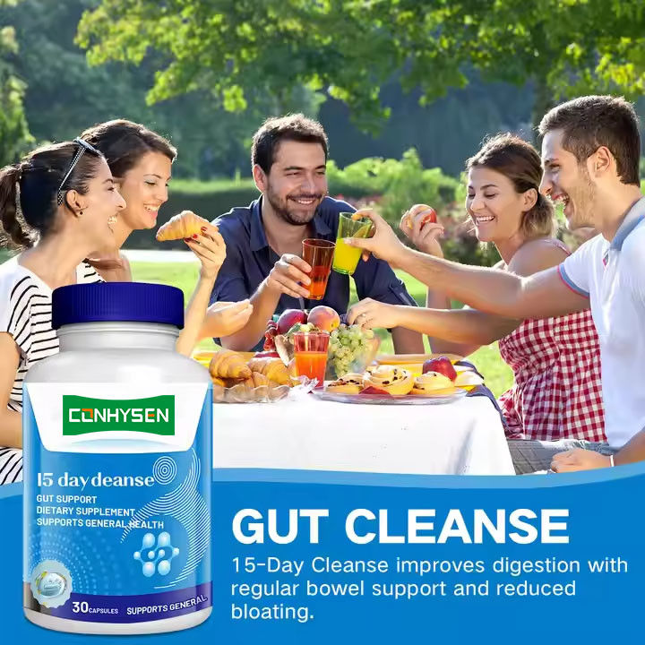 Marca privada 15 días cápsulas de limpieza intestinal para la salud digestiva y salud intestinal adelgazamiento corporal