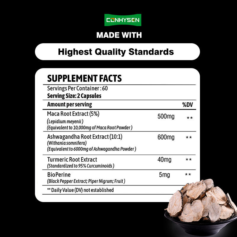 Cápsulas personalizadas de maca, ashwagandha y cúrcuma para equilibrar las hormonas