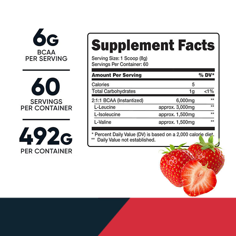 BCAA en polvo: apoyo rápido para los músculos. Polvo pre-entrenamiento para gimnasio, para adultos, mujeres y hombres