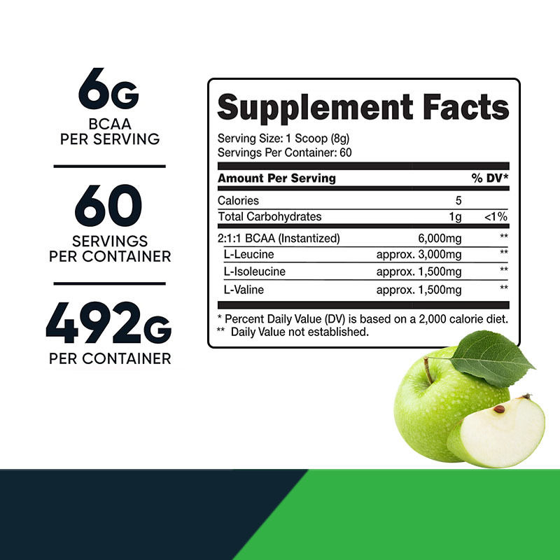 BCAA en polvo para la salud Nutrición deportiva apoya el crecimiento muscular Bebida energética