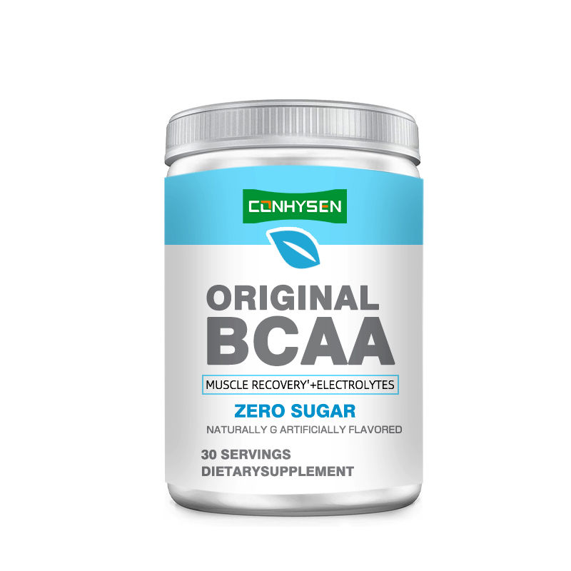 BCAA en polvo sabor a caramelo para la recuperación muscular después del entrenamiento