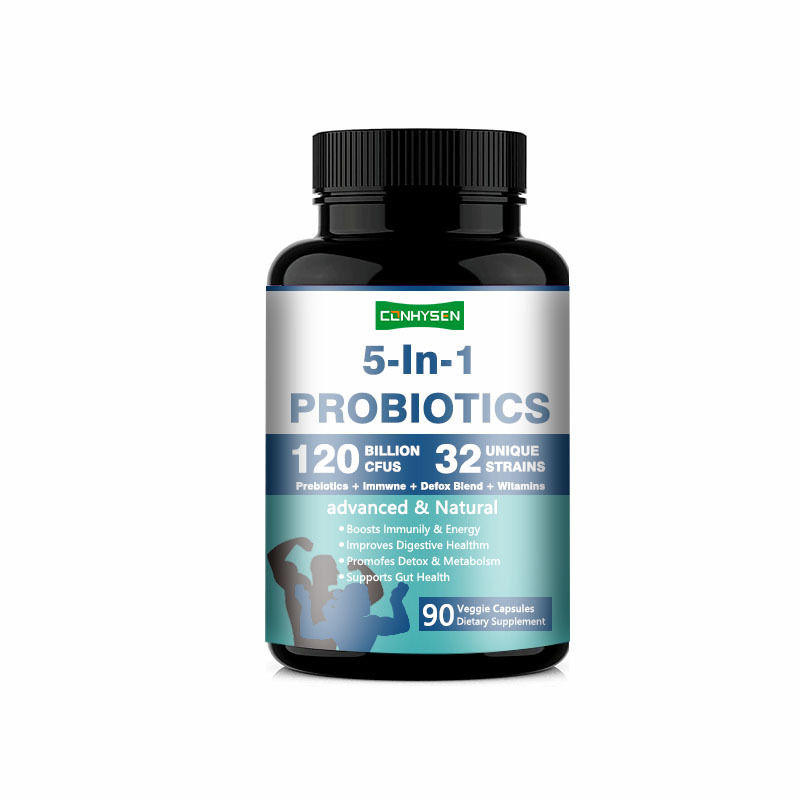 Suministro de fábrica 5 en 1 cápsulas prebióticas mejora la salud digestiva Probióticos Premium Complejo