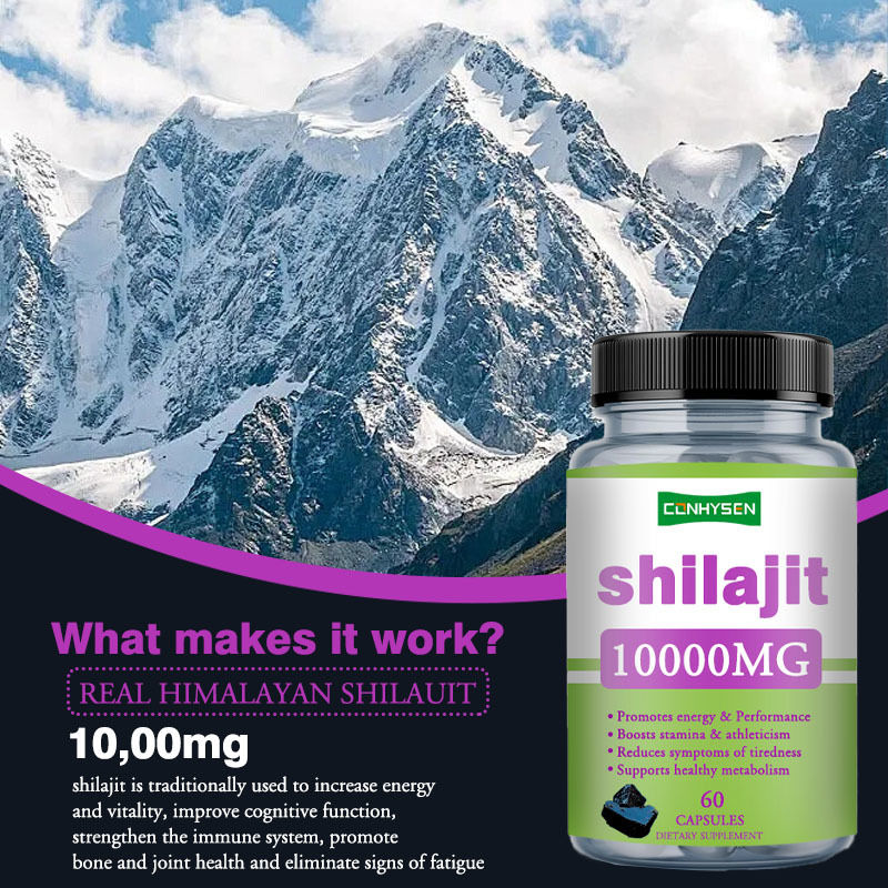 Etiquetas privadas 1000mg cápsulas de Shilajit puro cápsulas de cuidado de la salud promueve la energía y el rendimiento