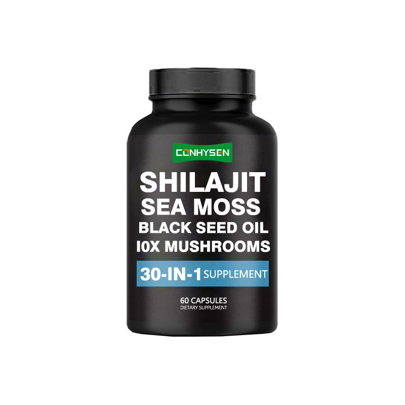Cápsulas de Shilajit con Aceite de Semilla Negra y Musgo Marino Suplemento Dietético para el Apoyo Inmunológico