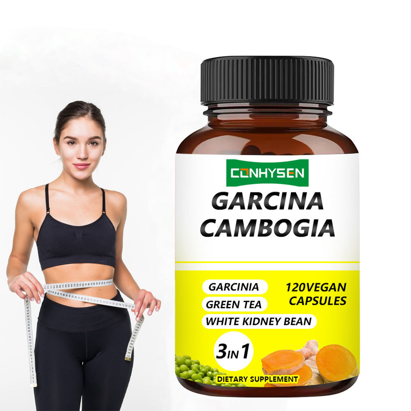 Suministro de fábrica Garcinia Cambogia cápsulas 3 en 1 Ingredientes de primera calidad Aumentan la producción de energía