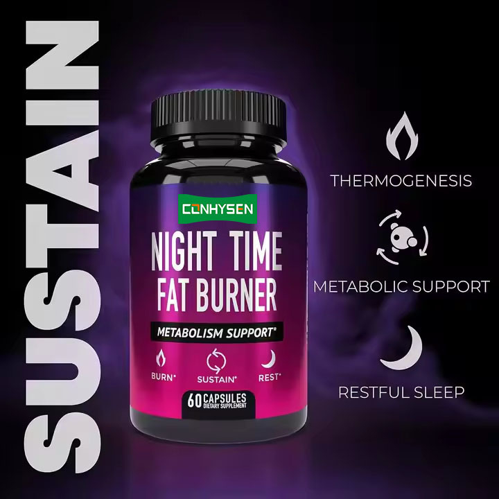 Etiqueta personalizada Quemador de grasa nocturno Apoyo al metabolismo Quema de calorías Sueño profundo Despertar renovado