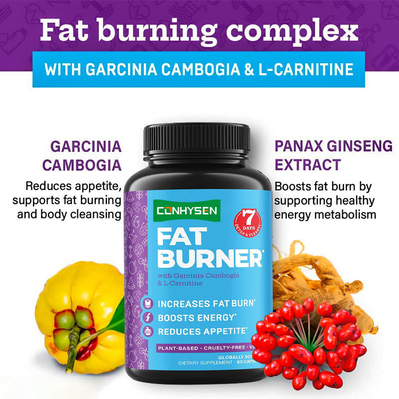 Quemadores de Grasa de Marca Privada con Garcinia Cambogia y Cápsulas de L-Carnitina para Apoyar el Metabolismo y Aumentar la Energía
