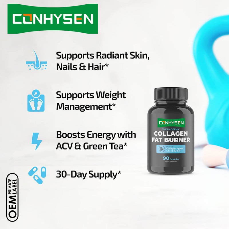Cápsulas de péptidos de colágeno múltiple personalizadas, suplementos para quemar grasa, píldoras supresoras del apetito para adultos, píldoras de colágeno antienvejecimiento