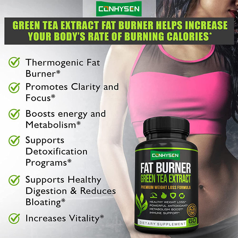 Cápsulas de extracto de té verde orgánico para la pérdida de peso con grano de café verde, suplementos naturales para quemar grasa y adelgazar