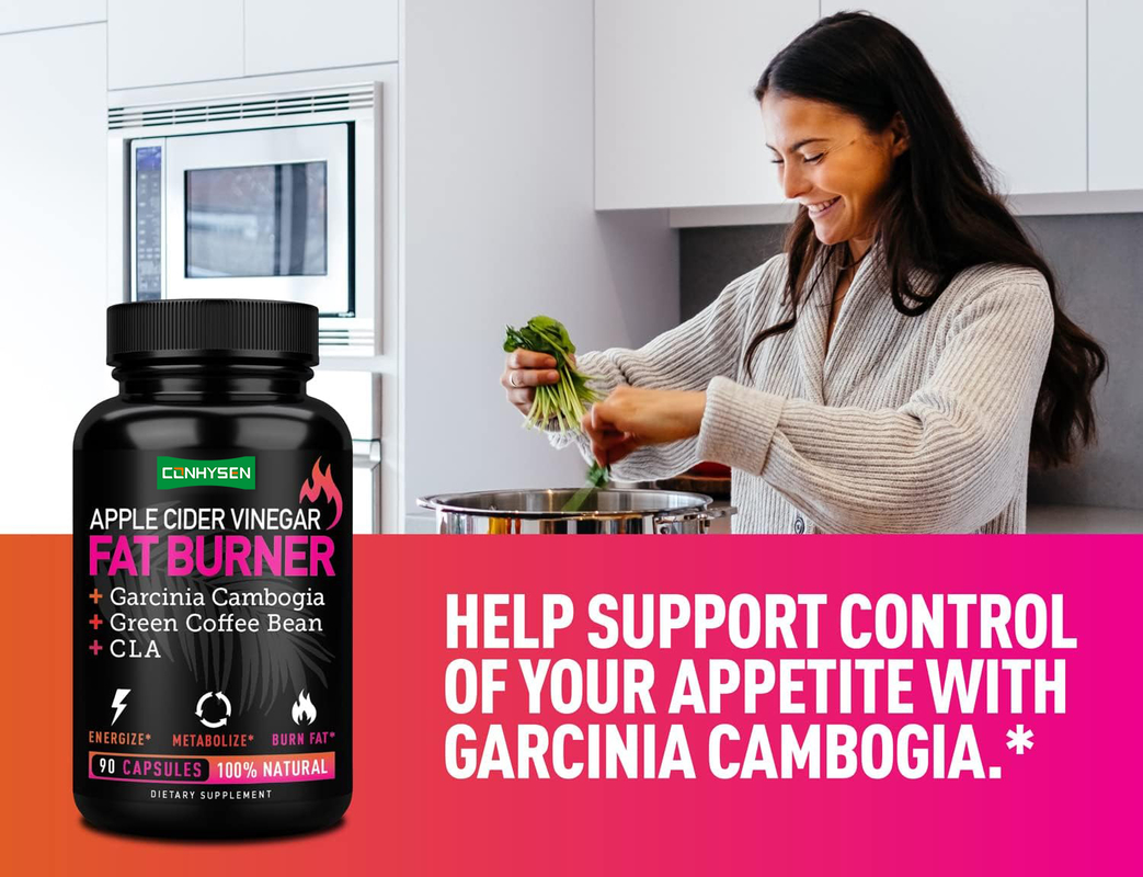 Quemador de grasa con vinagre de sidra de manzana, Garcinia Cambogia, grano de café verde, cetogénico, paleo, control del apetito, apoyo al metabolismo