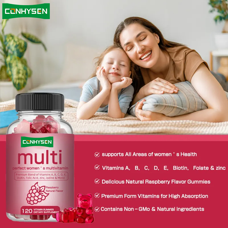 Multivitaminas gomas de mascar Vitamina B Biotina Mujeres para la salud de la inmunidad Suplemento para la vitamina C gomas de mascar