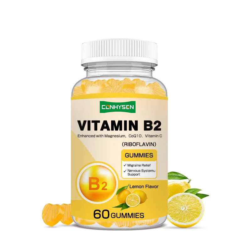 Vitamina B2 Las gomas aumentan el metabolismo energético Apoyo a la piel Protección celular de los ojos Vegano Riboflavina amigable