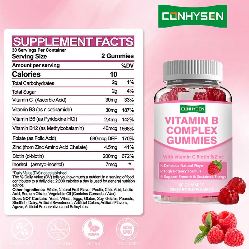 Gomitas de Complejo de Vitamina B de Alta Potencia B12 para Energía Sostenida y Apoyo Inmunitario, Suplementos para la Salud