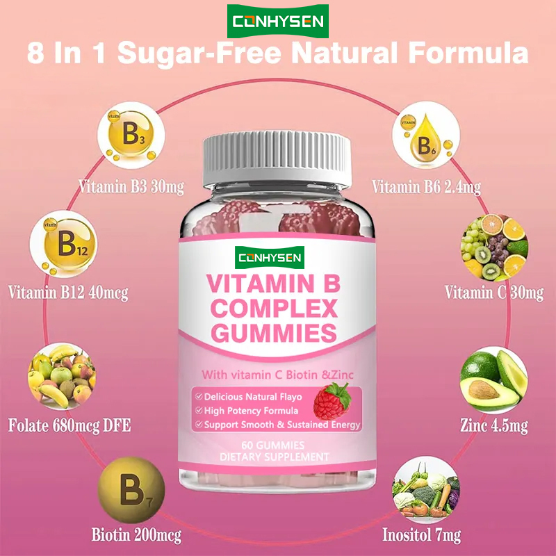 Gomitas de Complejo de Vitamina B de Alta Potencia B12 para Energía Sostenida y Apoyo Inmunitario, Suplementos para la Salud