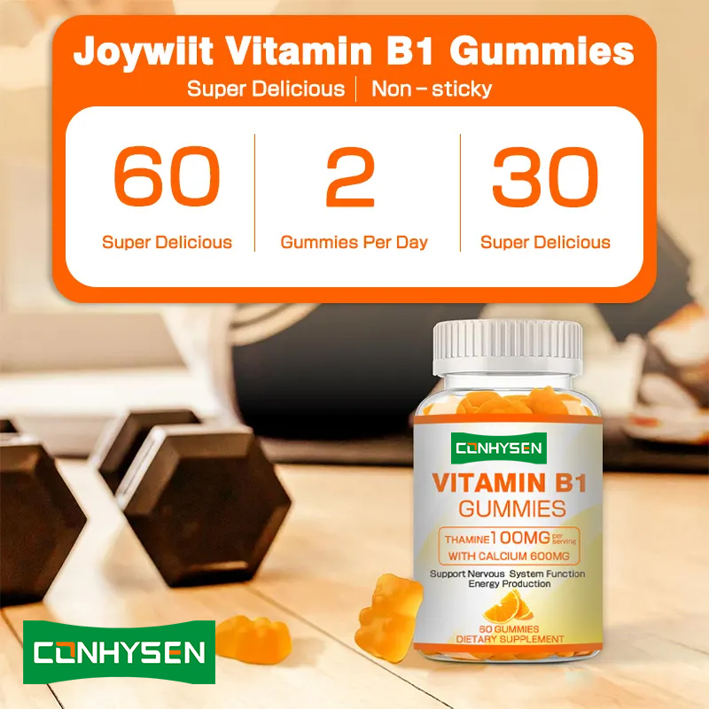Las gomitas de vitamina B1 de marca privada aumentan la energía, promueven la salud cardíaca y mantienen la salud general con suministro natural.
