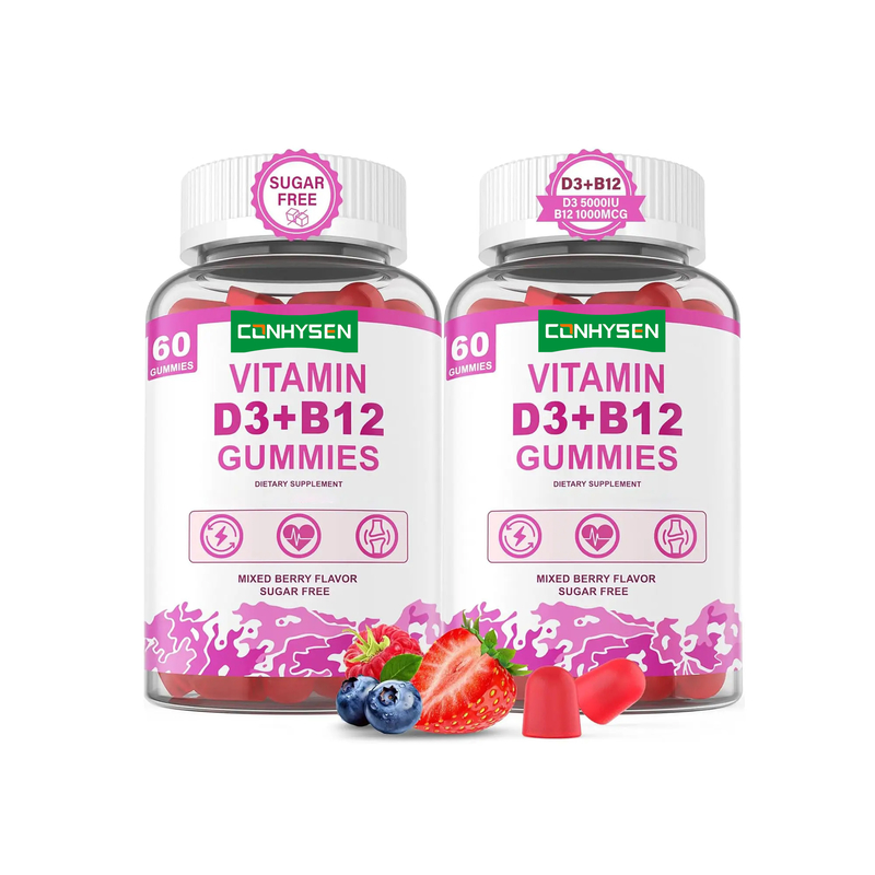 Gomitas de vitamina D3 B12 sin azúcar de fábrica directa para promover la vitalidad cerebral y la salud cardíaca general