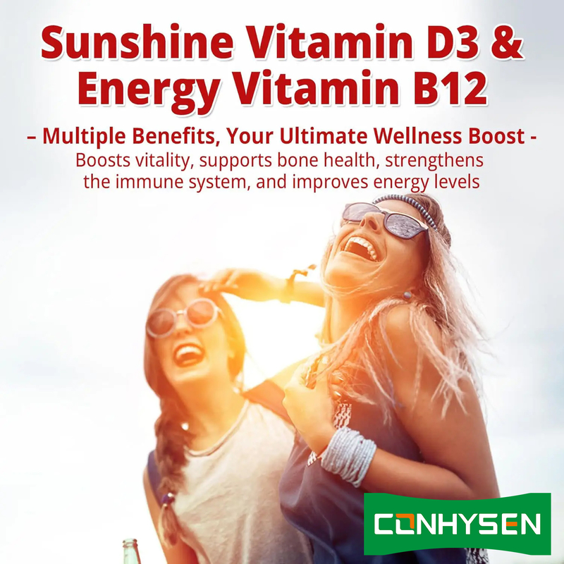 Gomitas de vitamina D3 B12 sin azúcar de fábrica directa para promover la vitalidad cerebral y la salud cardíaca general