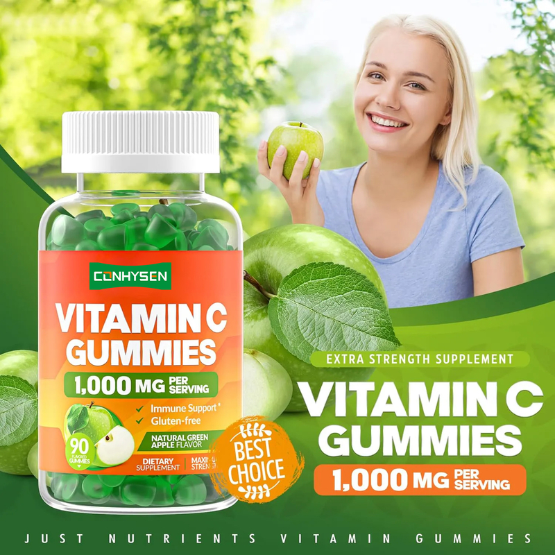 OEM Blanqueamiento de la piel Adulto Suplemento de vitamina C para niños 1000mg Vitamina C gomas