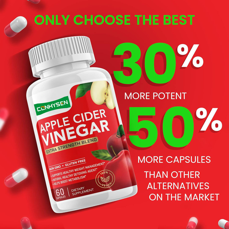 Cápsulas de Vinagre de Sidra de Manzana con Madre de Marca Privada OEM de Biochealth, Pastillas de ACV Orgánico, Suplemento para Adelgazar, Desintoxicar y Limpiar