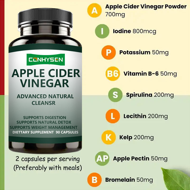 2025 OEM Cápsulas Personalizadas para Quemar Grasa, Vientre Plano, Adelgazantes con Vinagre de Sidra de Manzana (ACV) para Mujeres, Apoyo a la Pérdida de Peso