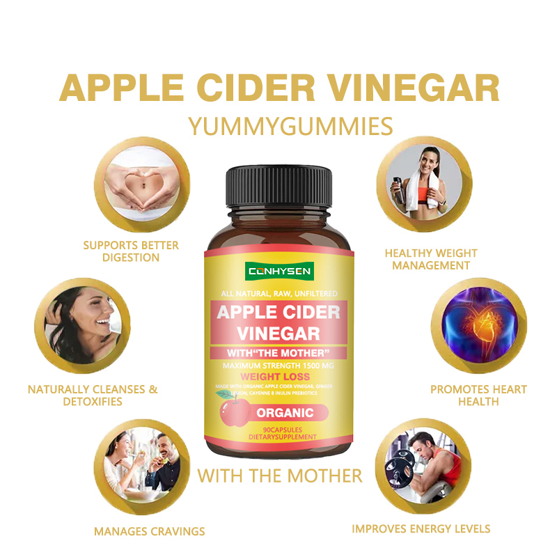 MOQ más bajo Cápsulas de vinagre de sidra de manzana con la madre Máxima resistencia 1500 mg Cápsula para bajar de peso