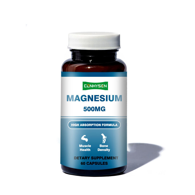 Cápsulas de magnesio de marca personalizada 500 mg. Apoya la memoria y la función cerebral. Sin OGM