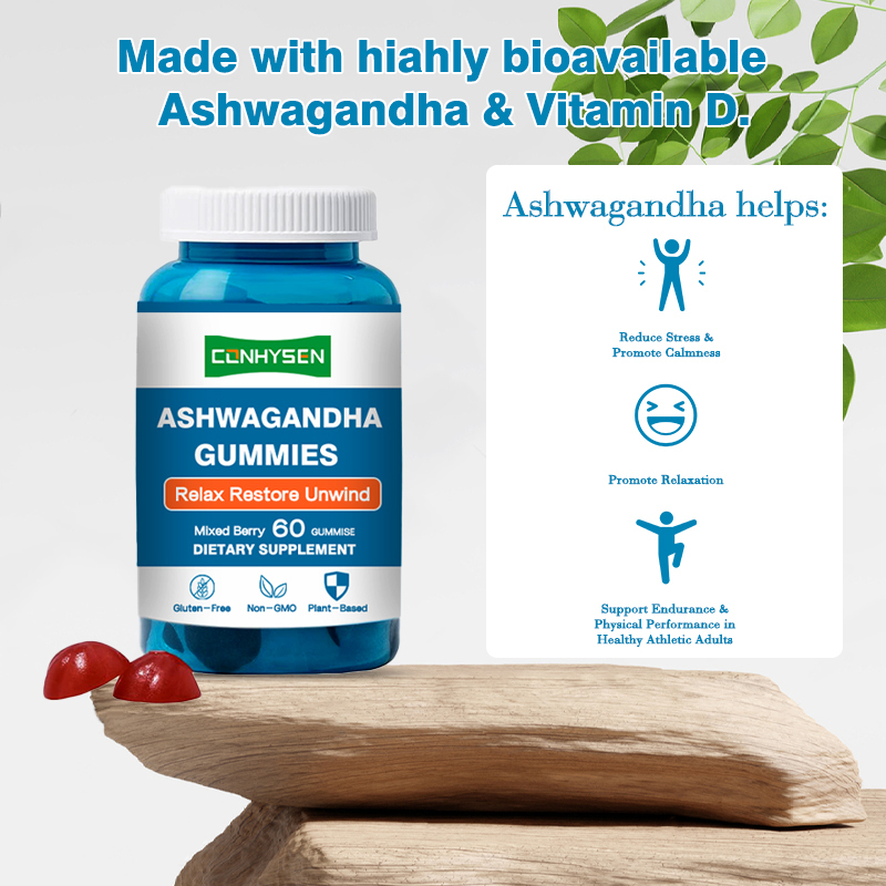 Gomitas de Ashwagandha con Vitamina D2 para Reforzar el Sistema Inmunitario, 18 Meses de Vida Útil
