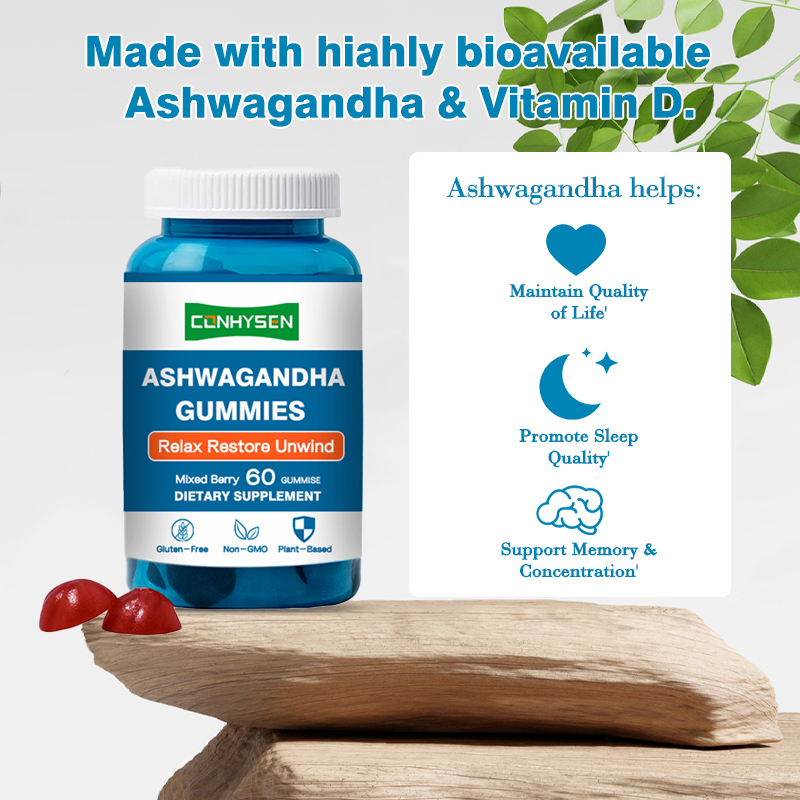 Gomitas de Ashwagandha con Vitamina D2 para Reforzar el Sistema Inmunitario, 18 Meses de Vida Útil