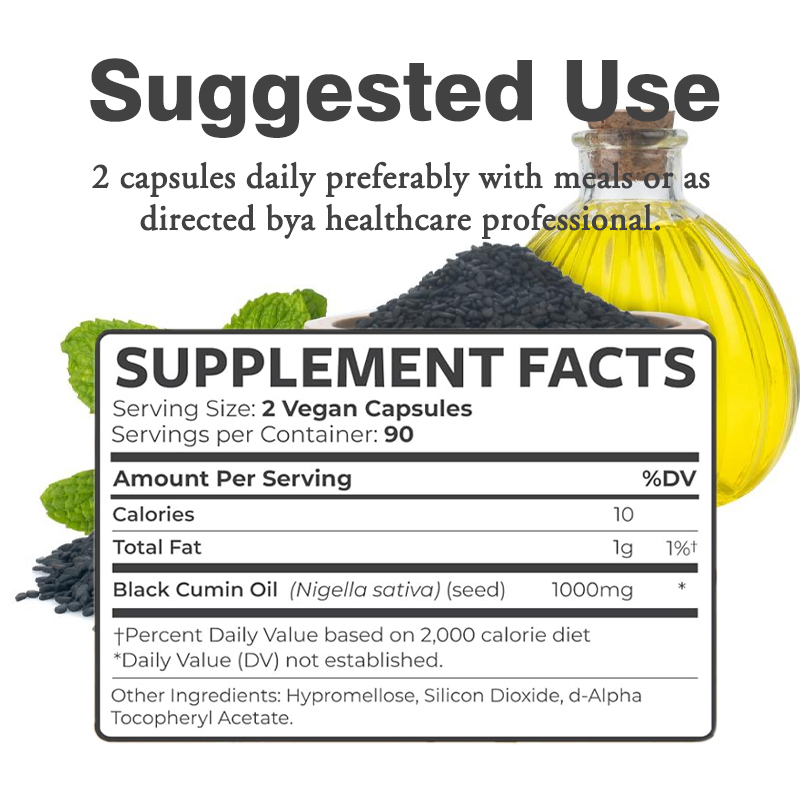 Proveedor de cápsulas de aceite de semilla negra con marca personalizada Apoya la salud del cabello, la piel y las uñas