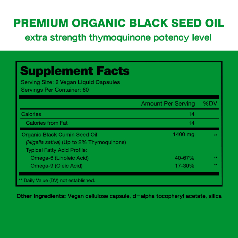 Cápsulas de Aceite de Semilla Negra Orgánico 1000mg para la Salud de las Articulaciones, 24 Meses de Vida Útil