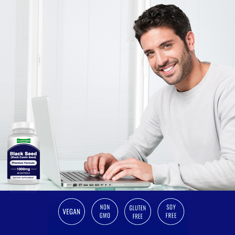 Cápsulas blandas de aceite de semilla negra 1000 mg con Omega-3 6 9 para la salud cerebral