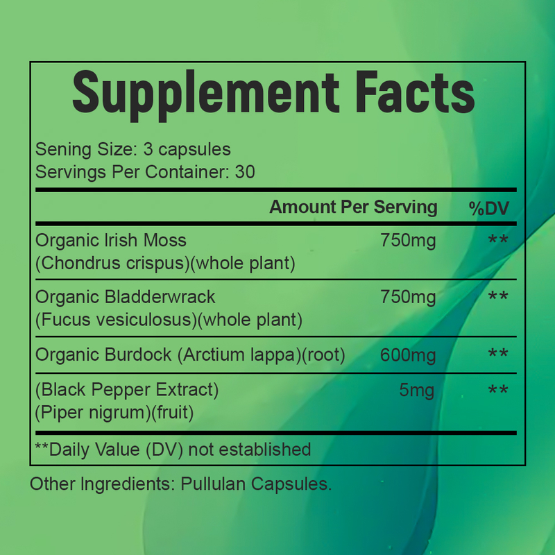 Las cápsulas de musgo marino natural de marca personalizada aumentan la producción de energía