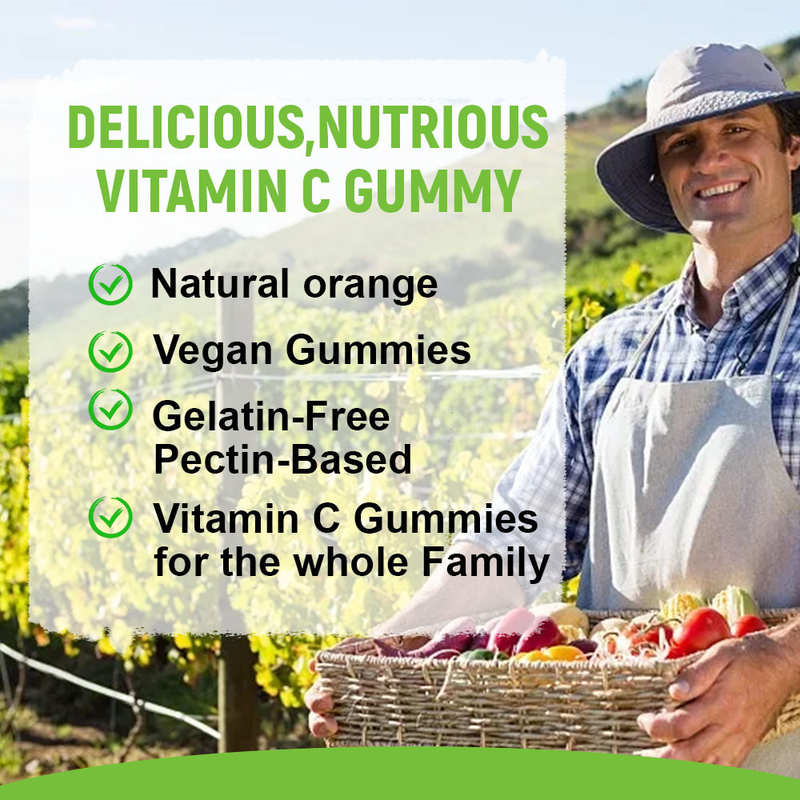 Gomitas de vitamina C con sabor a naranja natural al por mayor de fábrica para apoyo cardíaco y energía