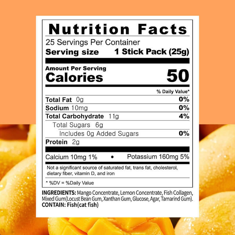 Jelly de colágeno con mango apoya la salud de las articulaciones y los huesos