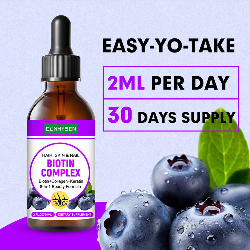 Gotas Líquidas de Complejo de Biotina para el Cuidado del Cabello, la Piel y las Uñas, Apoyo a la Salud, Venta al por Mayor, Personalizado
