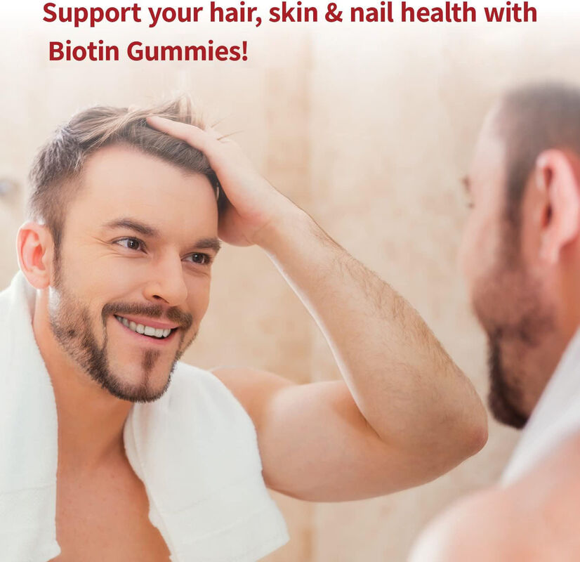 Gomitas de biotina veganas al por mayor, vitaminas y minerales complejos para la salud del cabello, la piel y las uñas. Promueven la producción de queratina para adultos y adolescentes