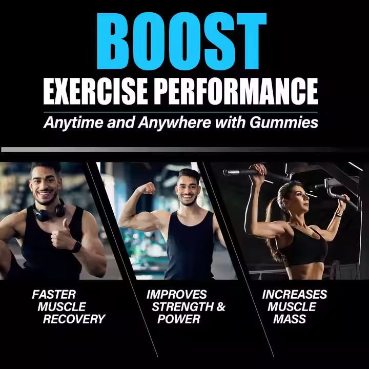 Gomitas de monohidrato de creatina Halal de marca privada, suplemento de nutrición deportiva para adultos para mejorar la fuerza y la masa muscular