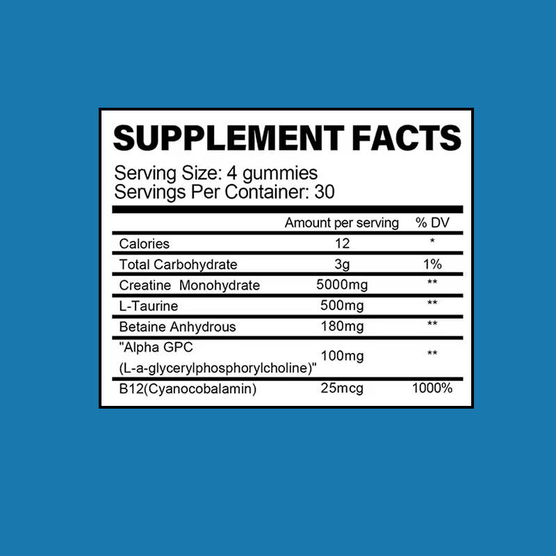 Creatina Monohidrato De Deporte Personalizado Gummies Pre-entrenamiento Pastillas de Crecimiento Muscular para Adultos Suplemento de Creatina para Aumentar la Energía