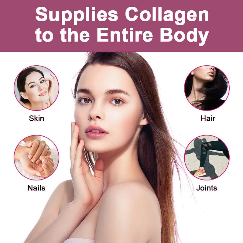 Etiqueta privada personalizada de 60 piezas de colágeno gomas de belleza Suplemento alimenticio para el cabello adulto piel saludable balanceado con azúcar en botella