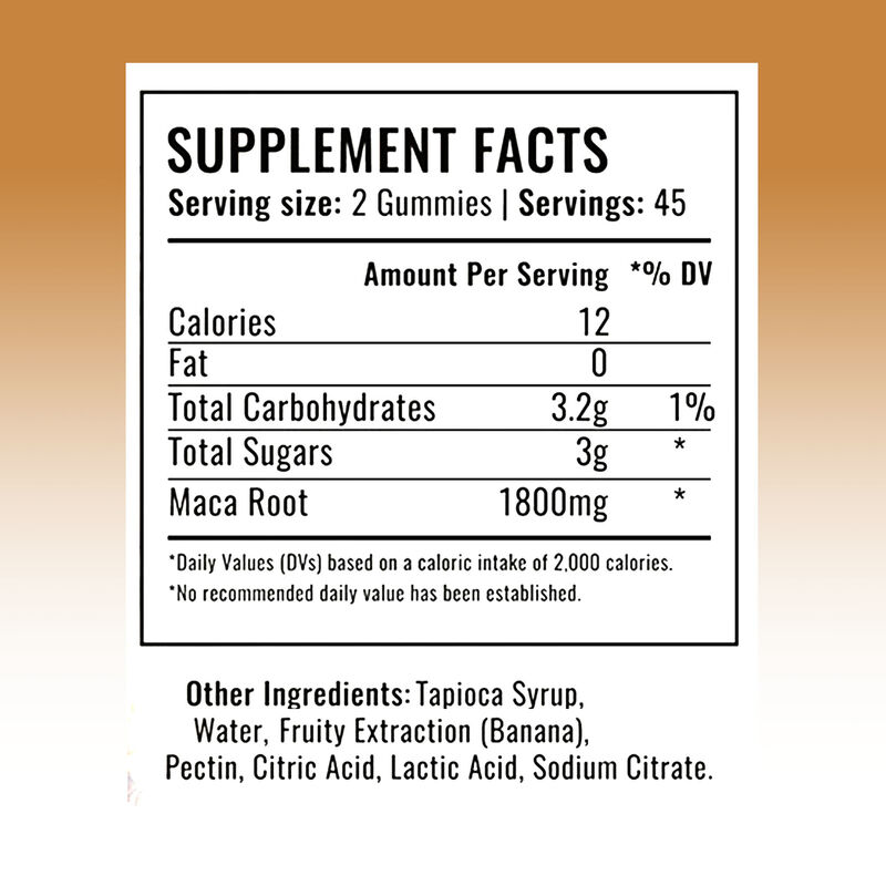 Etiqueta privada Maca Root Gummies de alta calidad para hombres Aumentar la energía suplemento 1800mg extracto de maca Gummies para mujeres y hombres