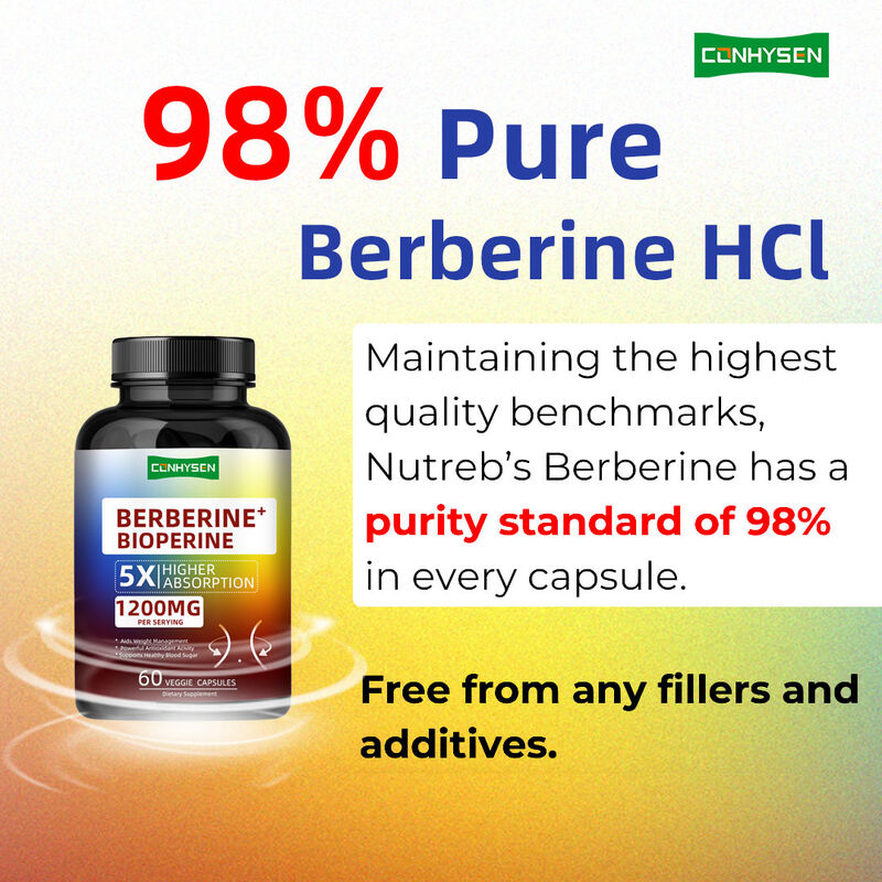 Suplementos de raíz de Berberina HCI de alta calidad cápsulas, control de peso saludable cápsulas de Berberina Bioperina Fibra dietética