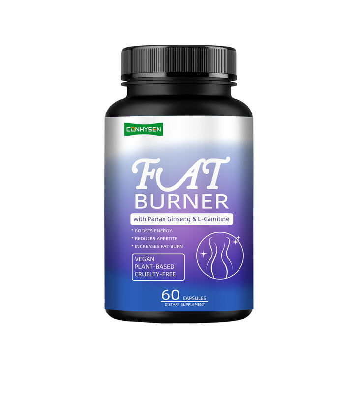 Suplemento quemagrasas de alta calidad para hombres y mujeres con Panax Ginseng, extracto de L-Carnitina, 60 cápsulas vegetarianas de fibra dietética para quemar grasa