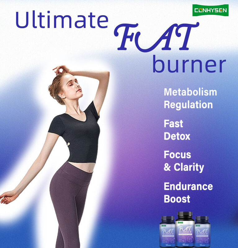 Suplemento quemagrasas de alta calidad para hombres y mujeres con Panax Ginseng, extracto de L-Carnitina, 60 cápsulas vegetarianas de fibra dietética para quemar grasa